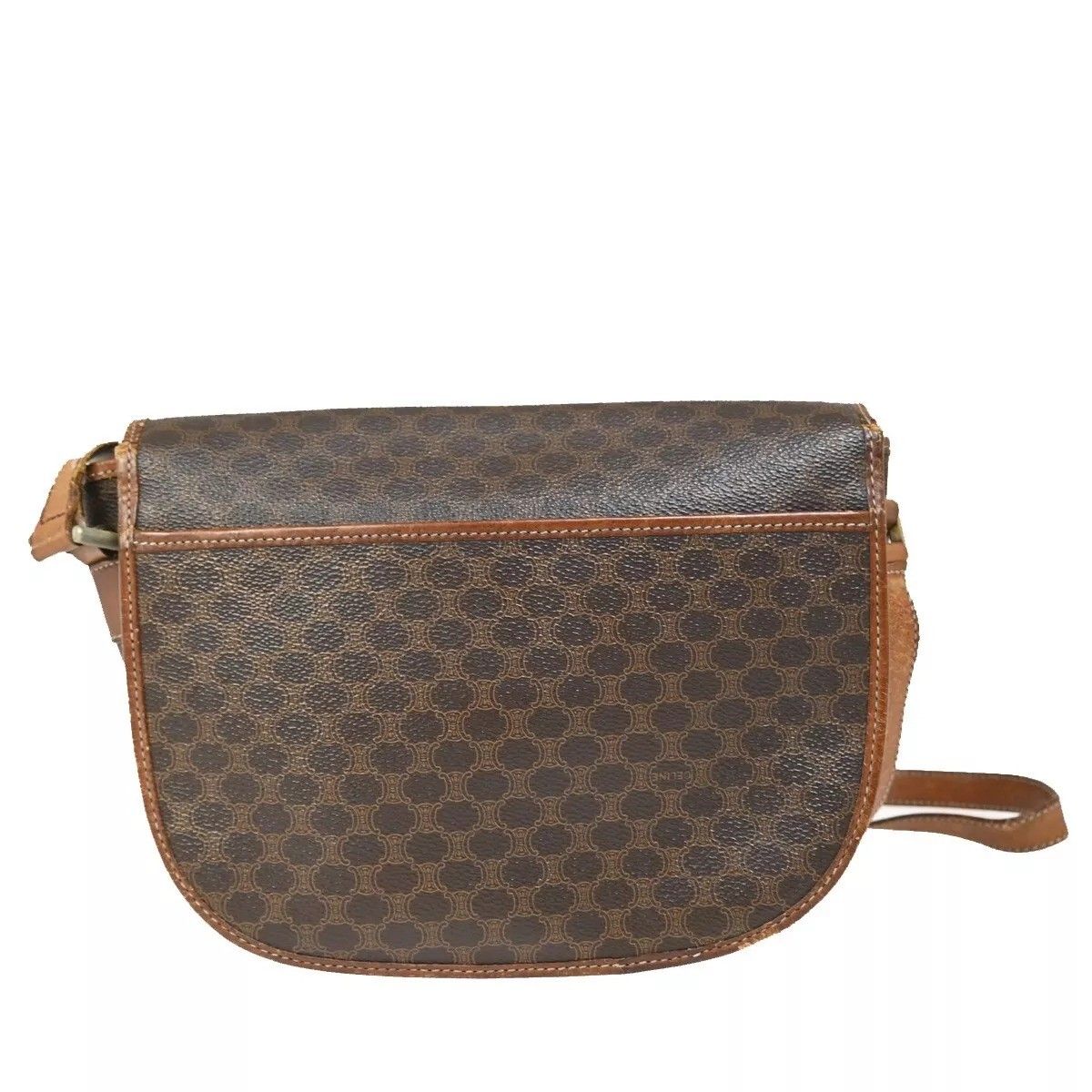 Celine Vintage Shoulder Bag Macadam Pattern Brown Leather — view 3