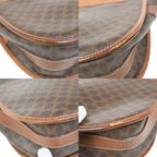 Celine Vintage Shoulder Bag Macadam Pattern Brown Leather — view 6
