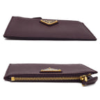 Prada Saffiano Triangle Card Case Coin Leather Bordeaux Burgundy Gold — view 3