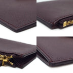 Prada Saffiano Triangle Card Case Coin Leather Bordeaux Burgundy Gold — view 4