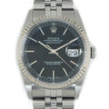 Rolex Watch Datejust P Number Black Dial Date 18k White Gold SS Automatic