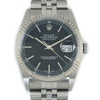 Rolex Watch Datejust P Number Black Dial Date 18k White Gold SS Automatic