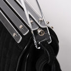Saint Laurent Rive Gauche Suede Clutch Handbag Black Silver Flap — view 5