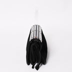 Saint Laurent Rive Gauche Suede Clutch Handbag Black Silver Flap — view 4