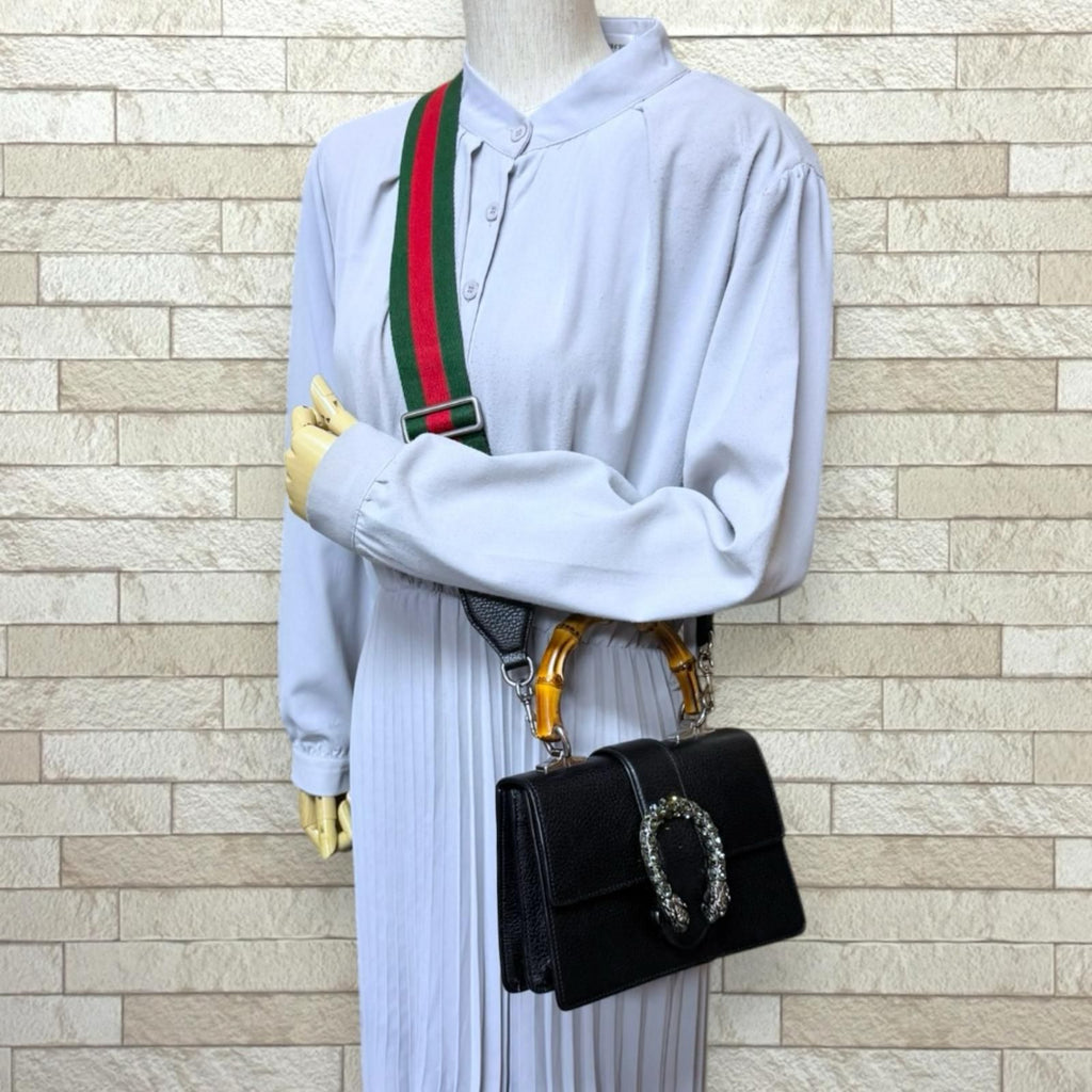 Gucci Bambu Mini Top Handle Duonysus Shoulder Bag Leather Black — view 2