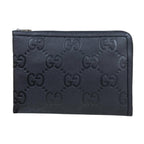 Gucci Travel Document Case Jumbo GG Clutch Leather Black