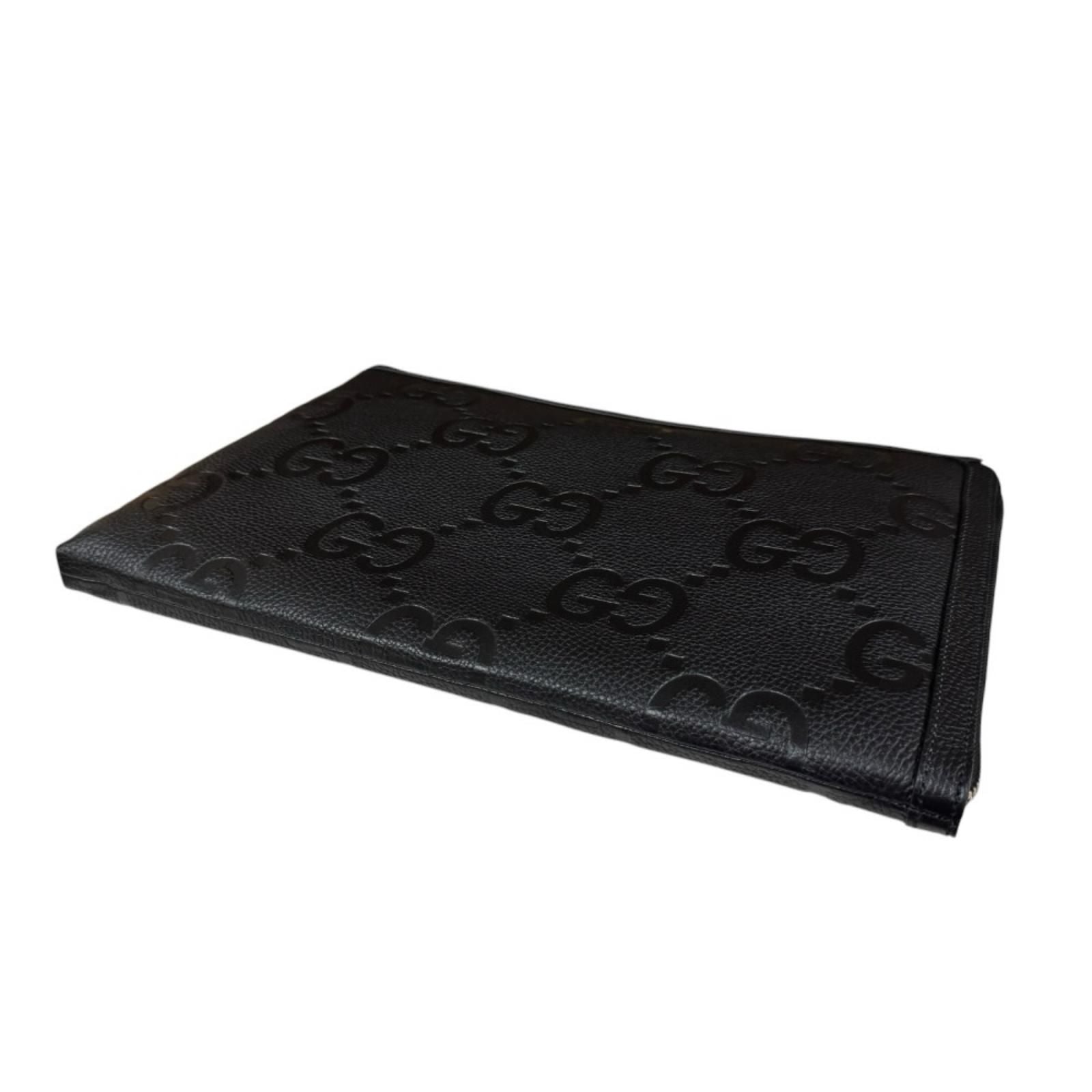Gucci Travel Document Case Jumbo GG Clutch Leather Black — view 5