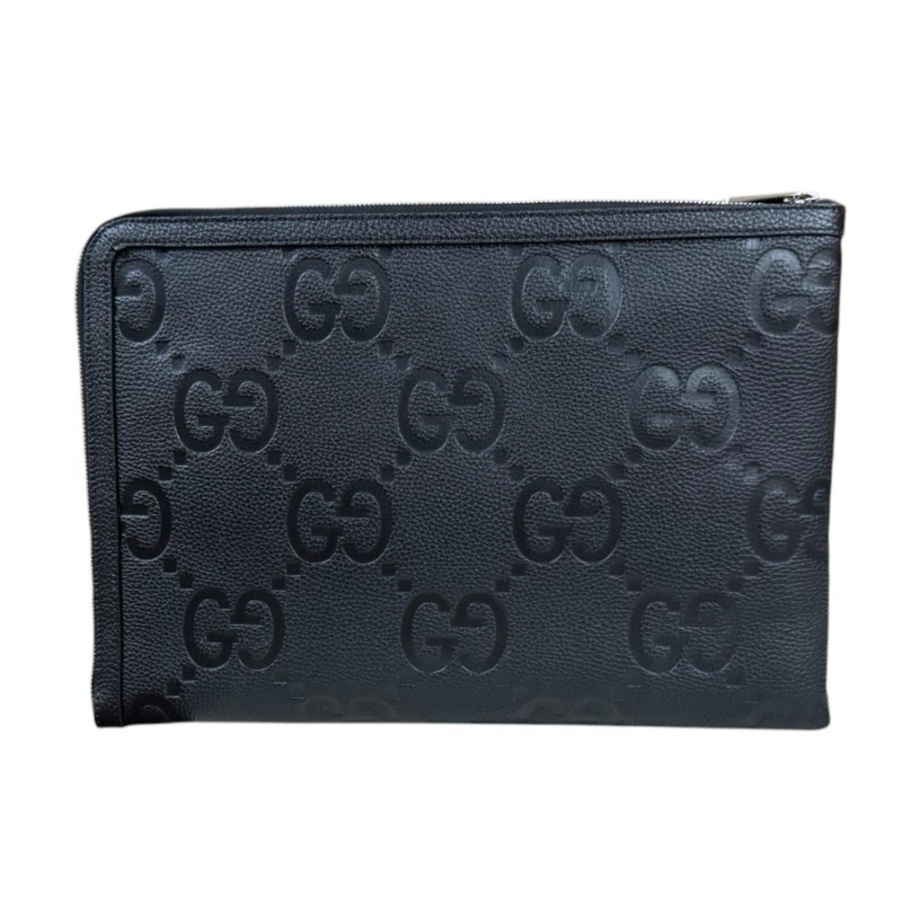 Gucci Travel Document Case Jumbo GG Clutch Leather Black — view 3