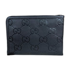 Gucci Travel Document Case Jumbo GG Clutch Leather Black — view 3