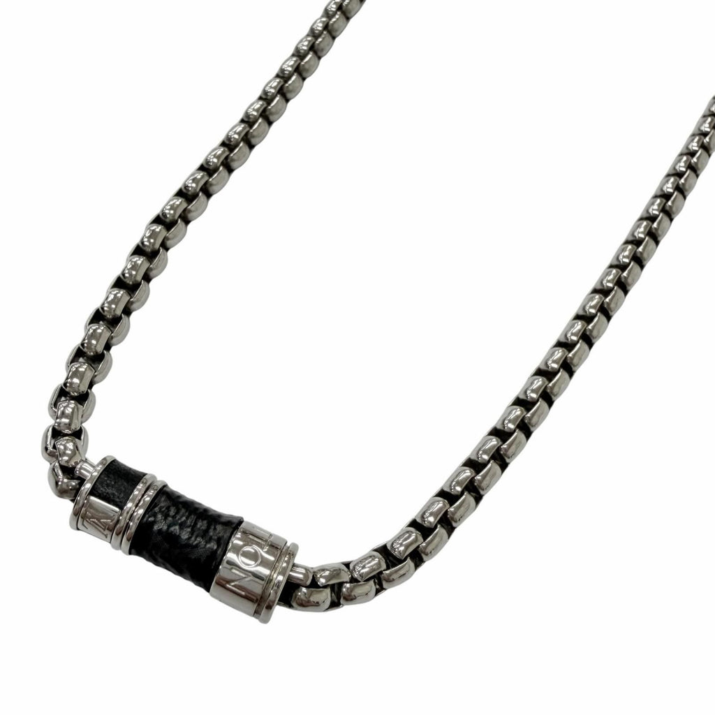 Louis Vuitton Partial Monogram Eclipse Collier Chain Necklace Silver
