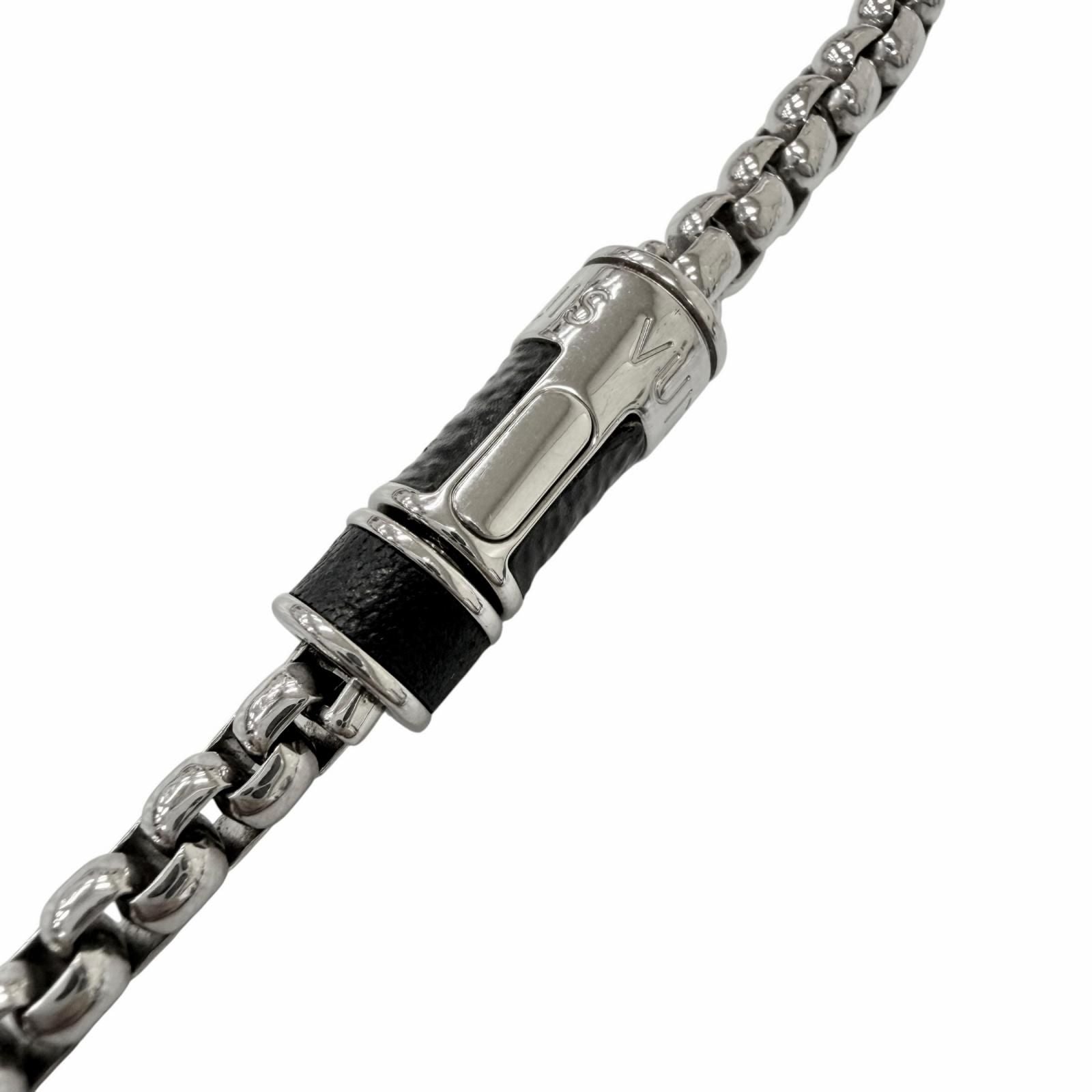 Louis Vuitton Partial Monogram Eclipse Collier Chain Necklace Silver — view 5