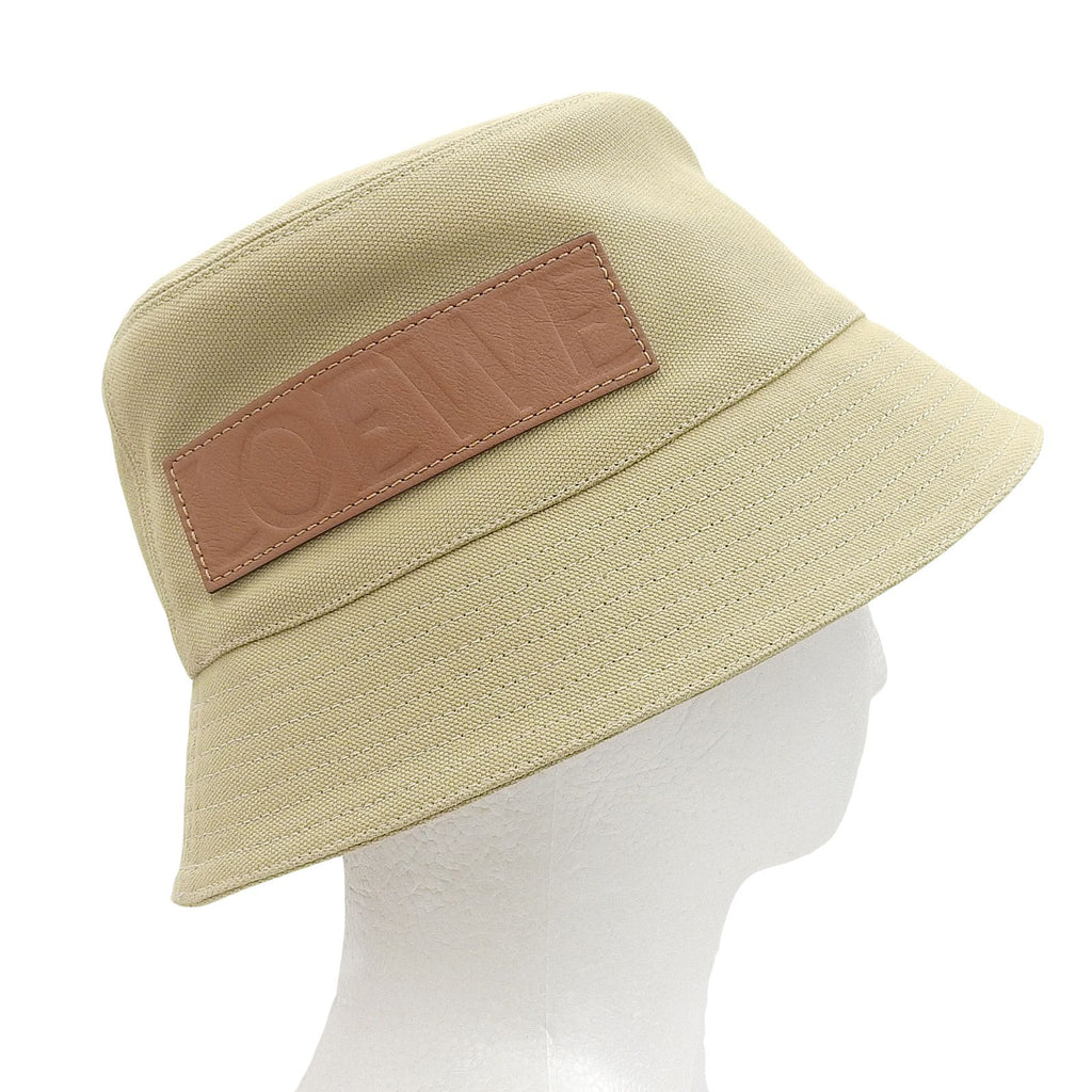 Loewe Cotton with Leather Logo Patch Bucket Hat Beige 57 — view 2