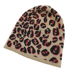 Fendi Wool FF Logo Leopard Print Knit Beanie Beige Black Red — view 5