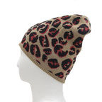 Fendi Wool FF Logo Leopard Print Knit Beanie Beige Black Red — view 2