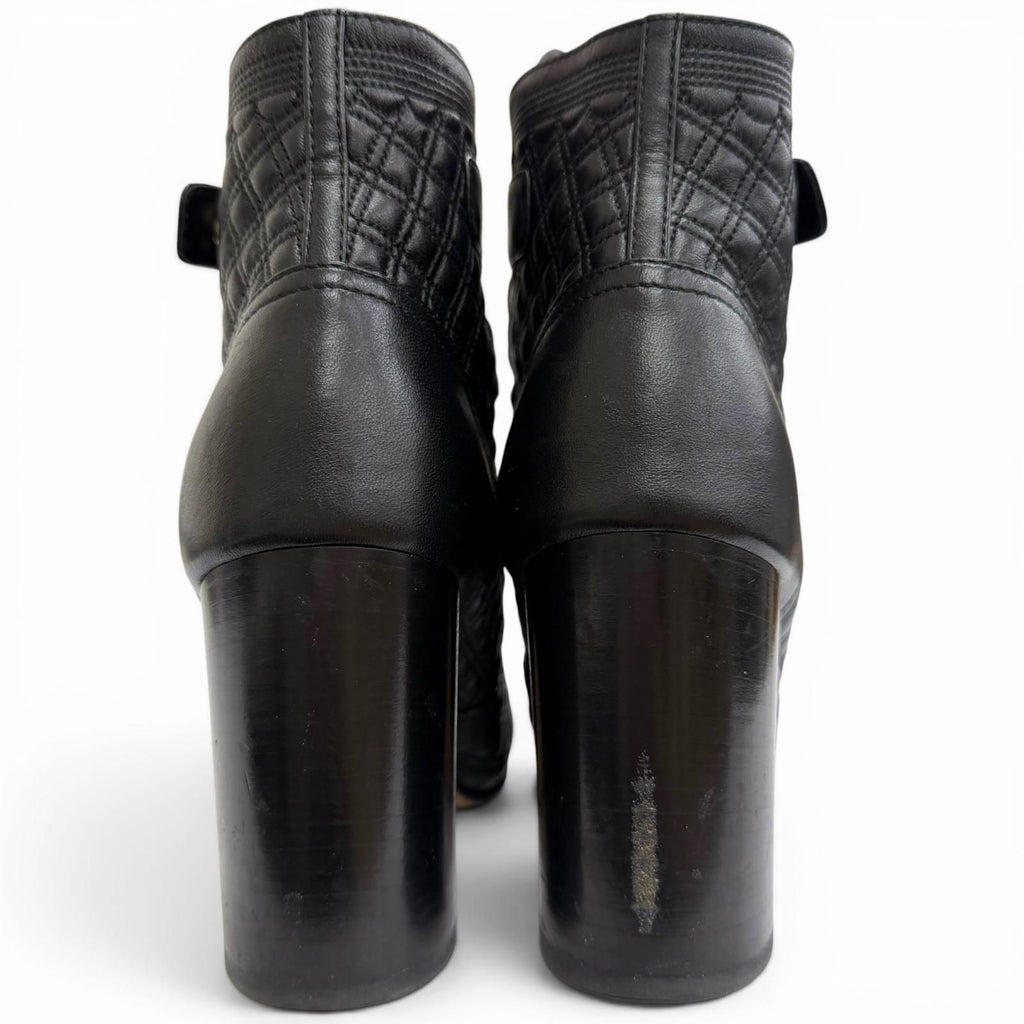 Chanel Big CC Logo Embroidered Eco Pearl Leather Quilted Short Boots Ankle — view 4