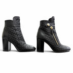Chanel Big CC Logo Embroidered Eco Pearl Leather Quilted Short Boots Ankle — view 3