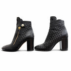 Chanel Big CC Logo Embroidered Eco Pearl Leather Quilted Short Boots Ankle — view 2