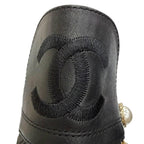 Chanel Big CC Logo Embroidered Eco Pearl Leather Quilted Short Boots Ankle — view 8