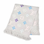 Louis Vuitton Scarf Logo Mania Rainbow Wool/silk Monogram Gray Multicolor