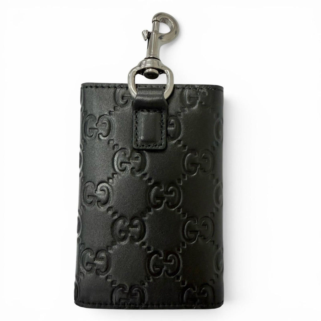 Gucci GG Emblem Leather Trifold Key Case Key Pouch Black — view 3