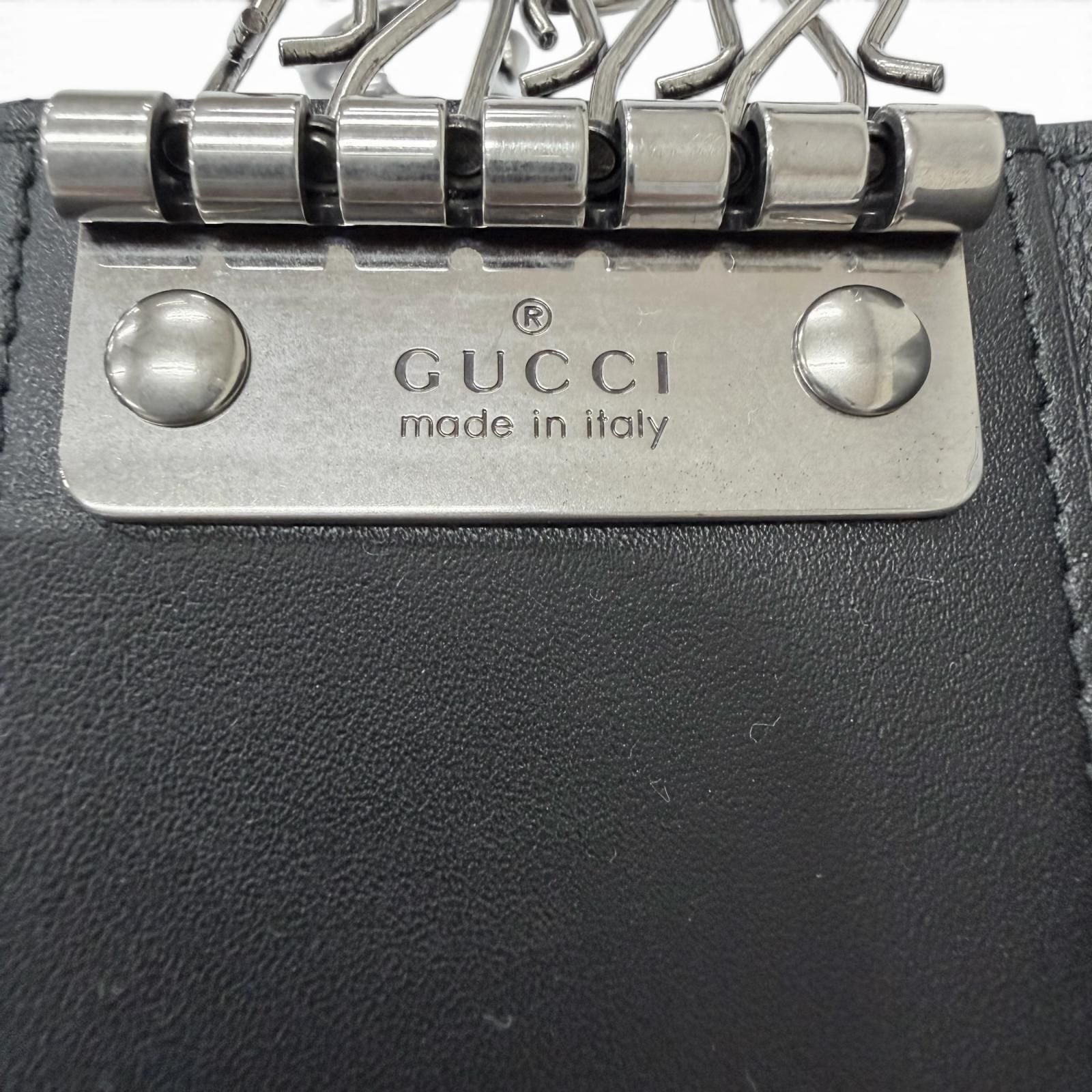 Gucci GG Emblem Leather Trifold Key Case Key Pouch Black — view 9