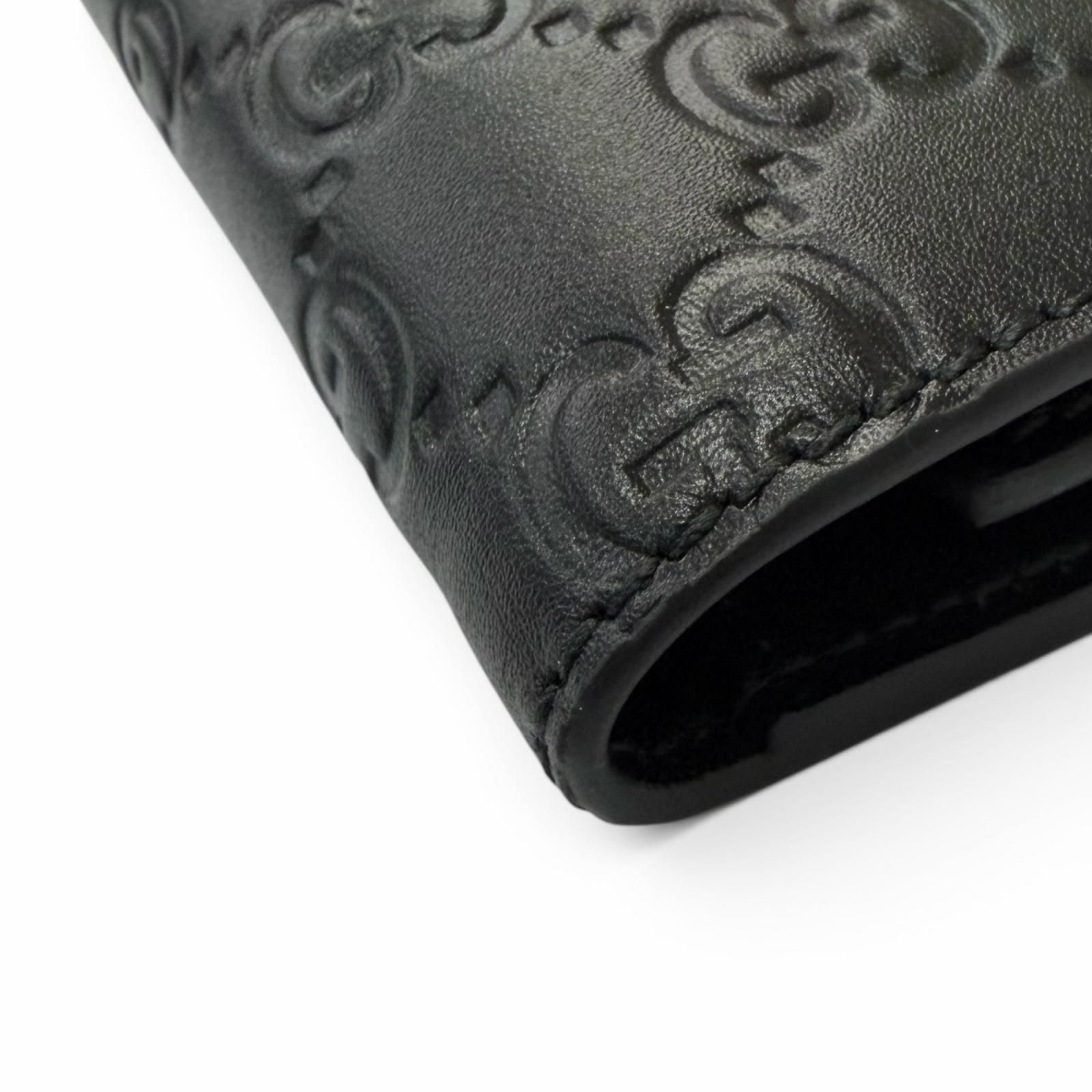 Gucci GG Emblem Leather Trifold Key Case Key Pouch Black — view 5