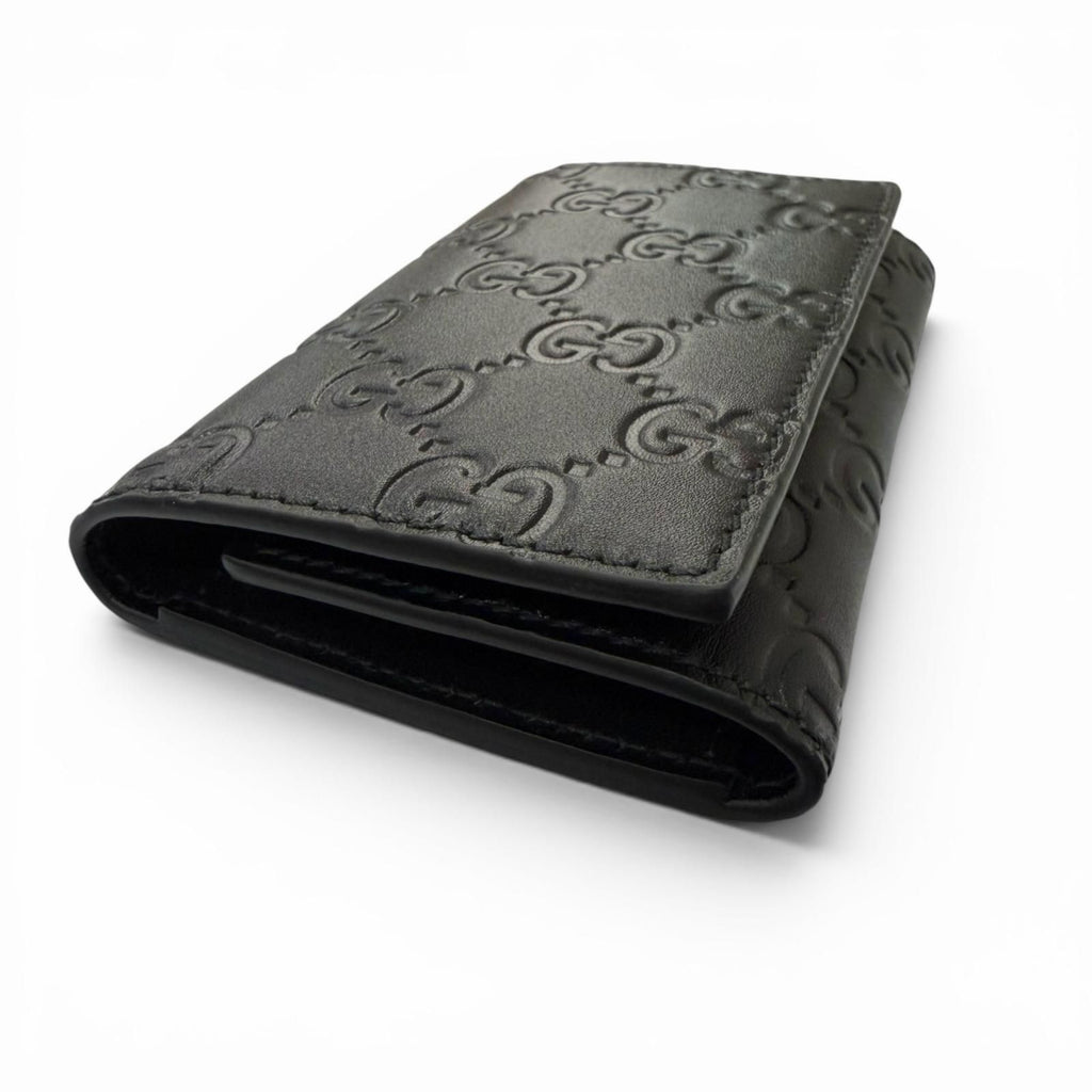 Gucci GG Emblem Leather Trifold Key Case Key Pouch Black — view 4