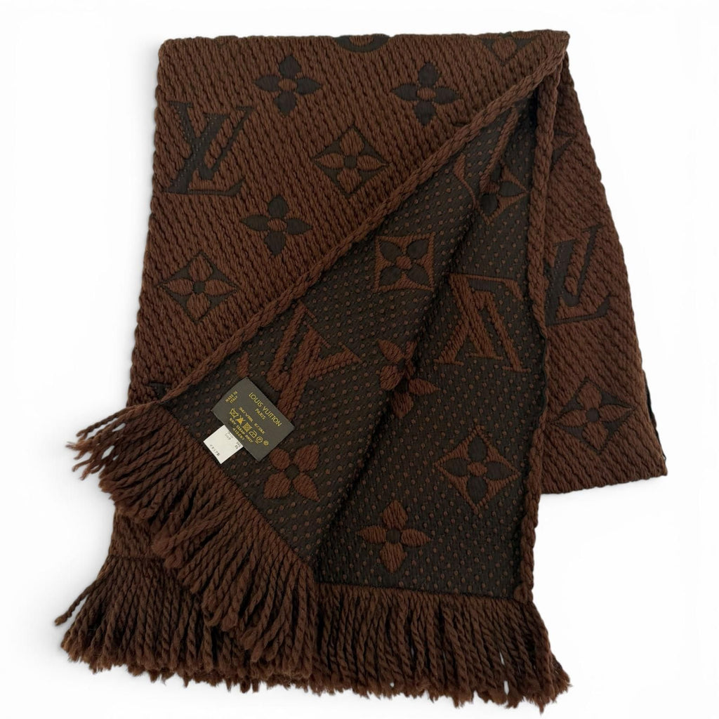 Louis Vuitton Scarf Logo Mania Wool Silk Blend Brown — view 2