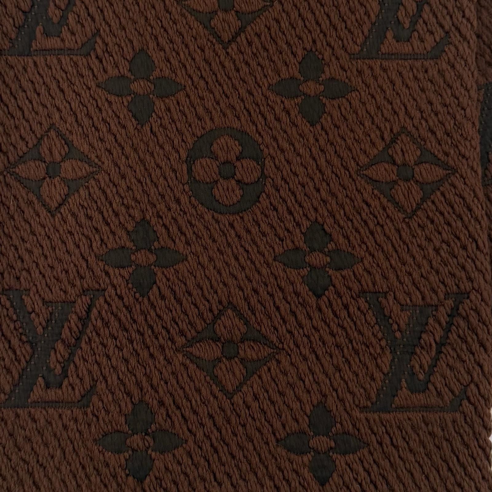 Louis Vuitton Scarf Logo Mania Wool Silk Blend Brown — view 4
