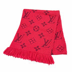 Louis Vuitton Scarf Logo Mania Wool/silk Blend Fuchsia Pink Fringed