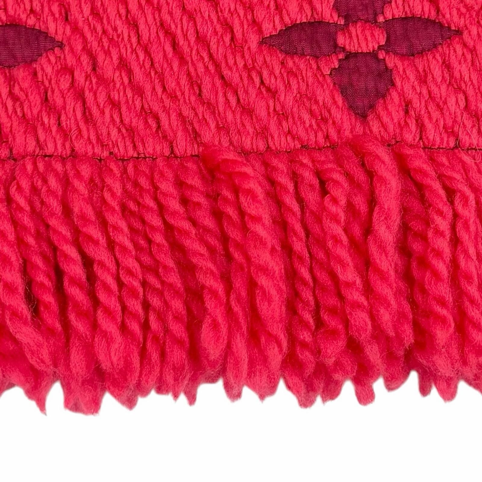 Louis Vuitton Scarf Logo Mania Wool/silk Blend Fuchsia Pink Fringed — view 4