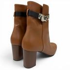 Hermes Saint Germain Silver Leather Short Kelly Boots Short Brown Black — view 2