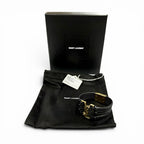 Saint Laurent Babylon Code YSL Logo Leather Bracelet Black Gold — view 2