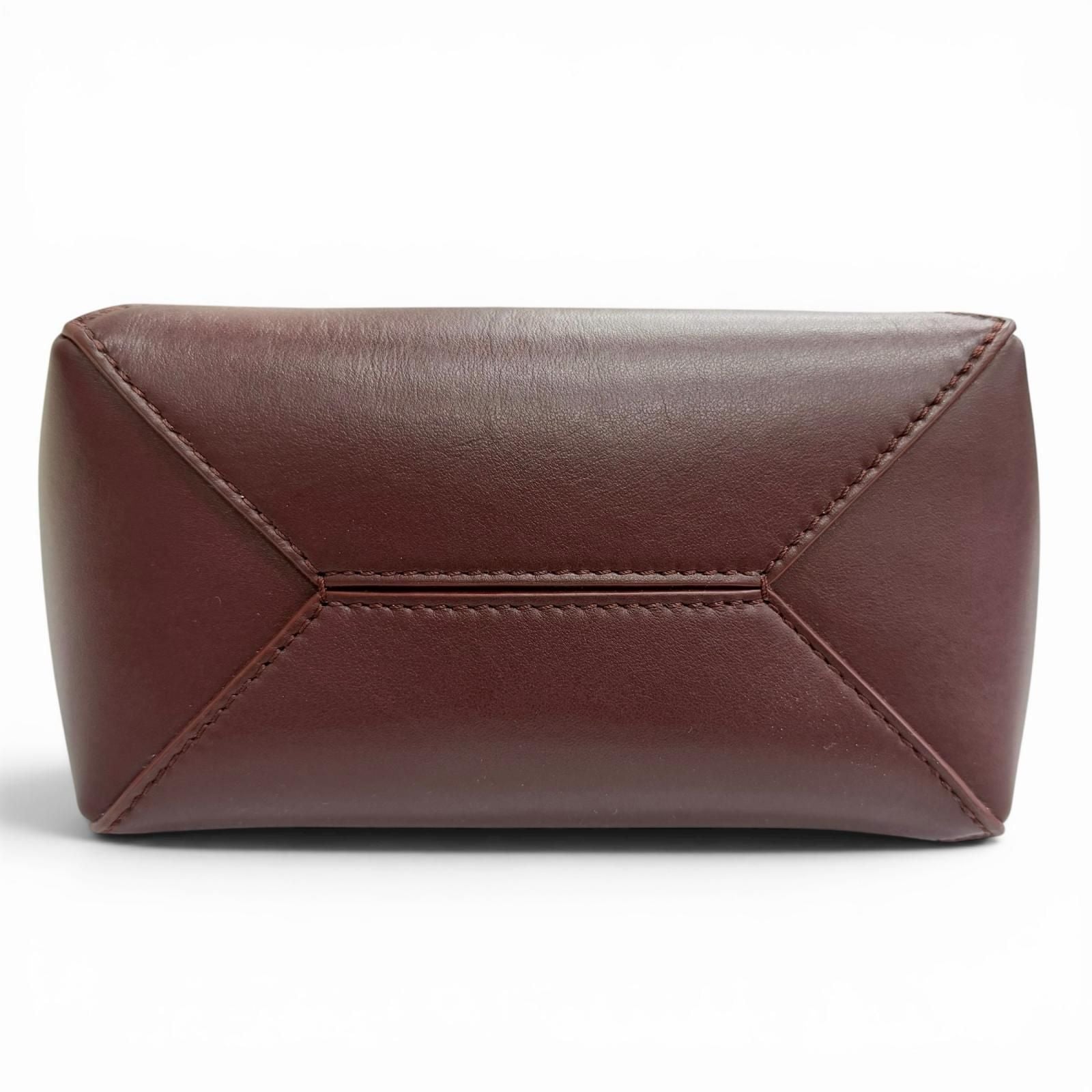 Loewe Puzzle Fold Tote Mini Shiny Calfskin 2-Way Handle Shoulder Bag Burgundy — view 6