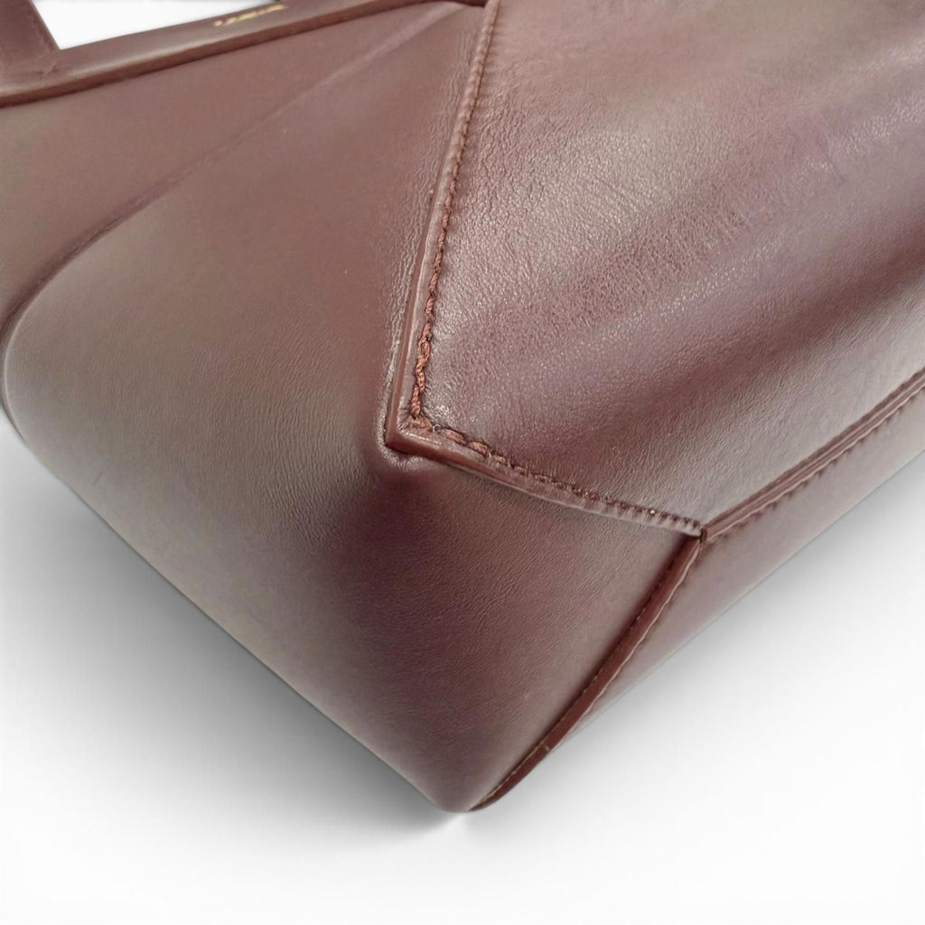 Loewe Puzzle Fold Tote Mini Shiny Calfskin 2-Way Handle Shoulder Bag Burgundy — view 7