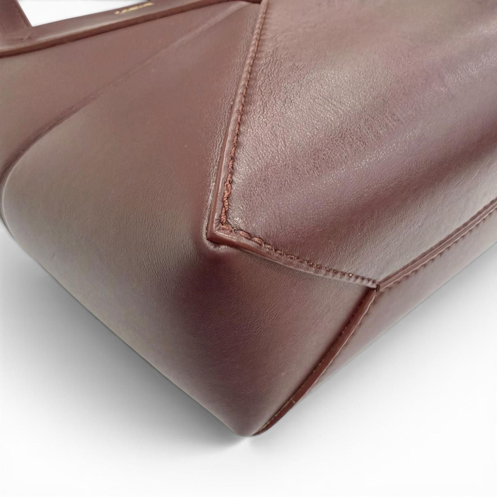 Loewe Puzzle Fold Tote Mini Shiny Calfskin 2-Way Handle Shoulder Bag Burgundy — view 7