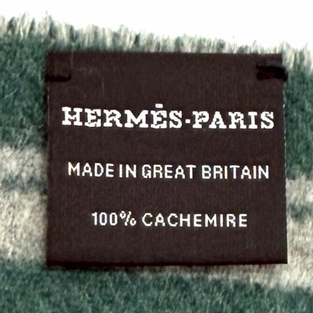 Hermes Cashmere Band de Repos Scarf / Shawl Green Gray UK — view 8