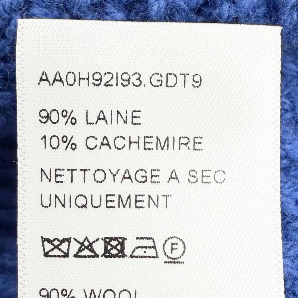 Celine Wool Cashmere Logo Ribbed Knit Beanie Blue White — view 8