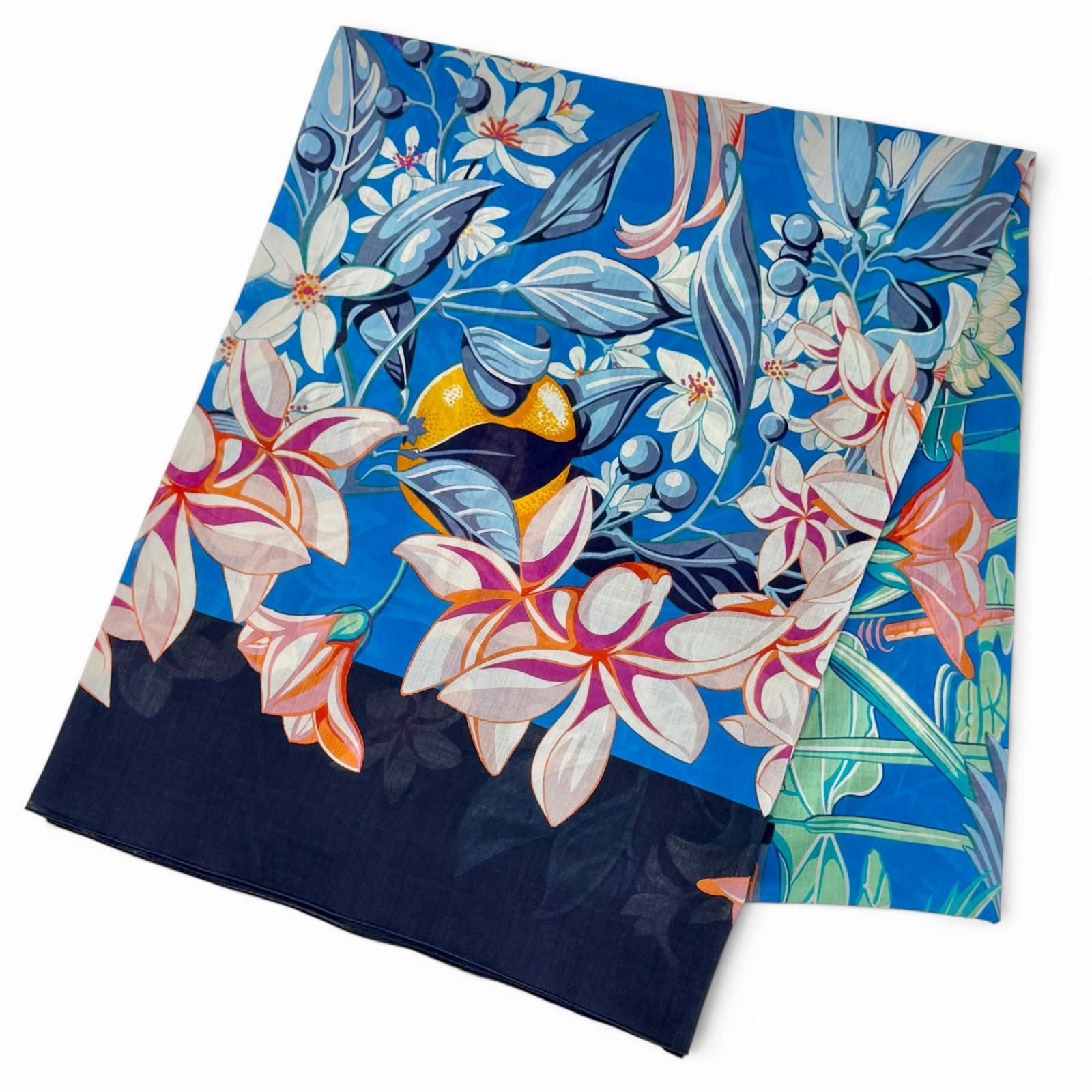 Hermes Pareo Flamingo Party Cotton Oversized Shawl Scarf Blue Recommended