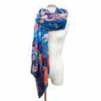 Hermes Pareo Flamingo Party Cotton Oversized Shawl Scarf Blue Recommended — view 3