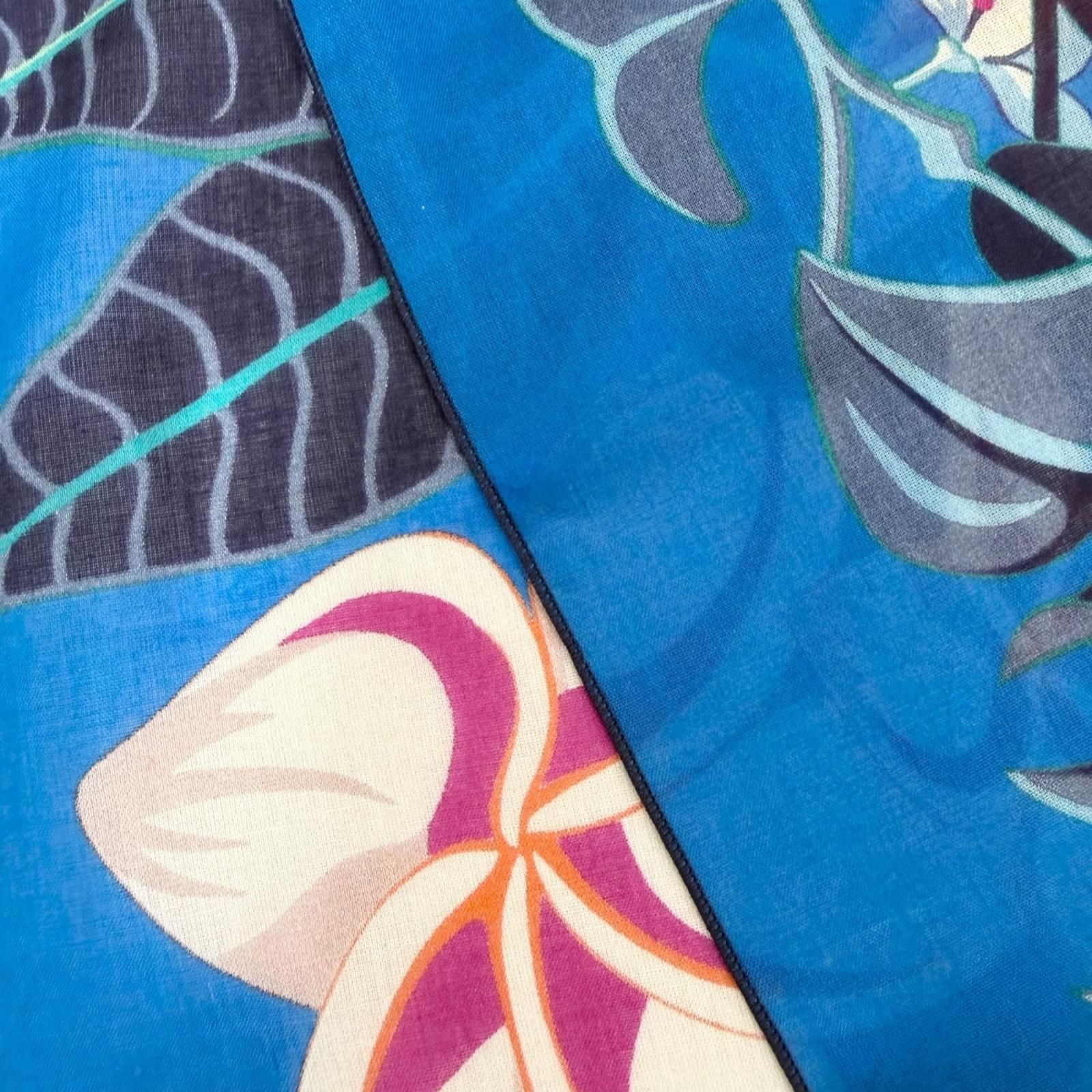 Hermes Pareo Flamingo Party Cotton Oversized Shawl Scarf Blue Recommended — view 6