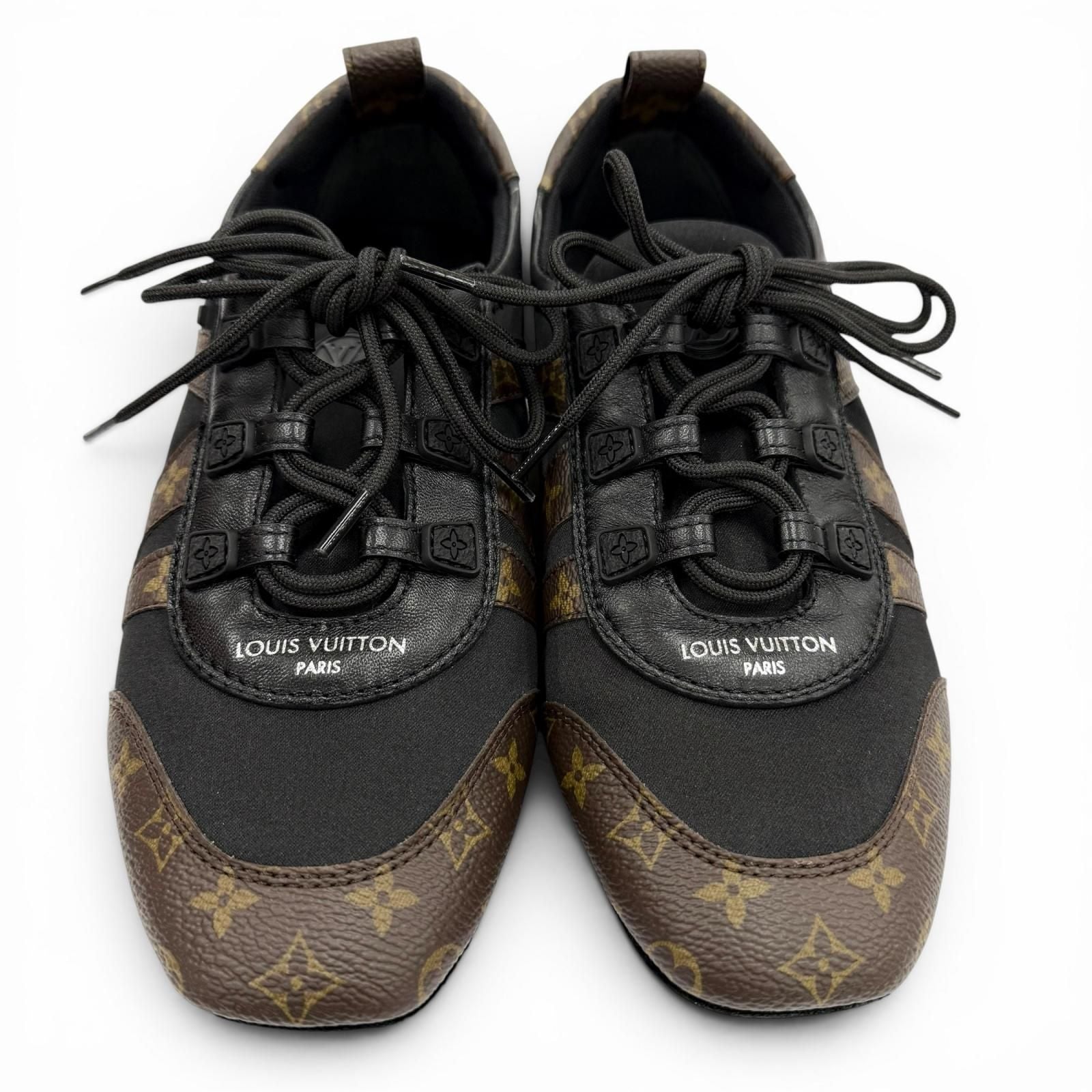 Louis Vuitton LV Sneakers Monogram Canvas Low Cut Black Brown — view 7
