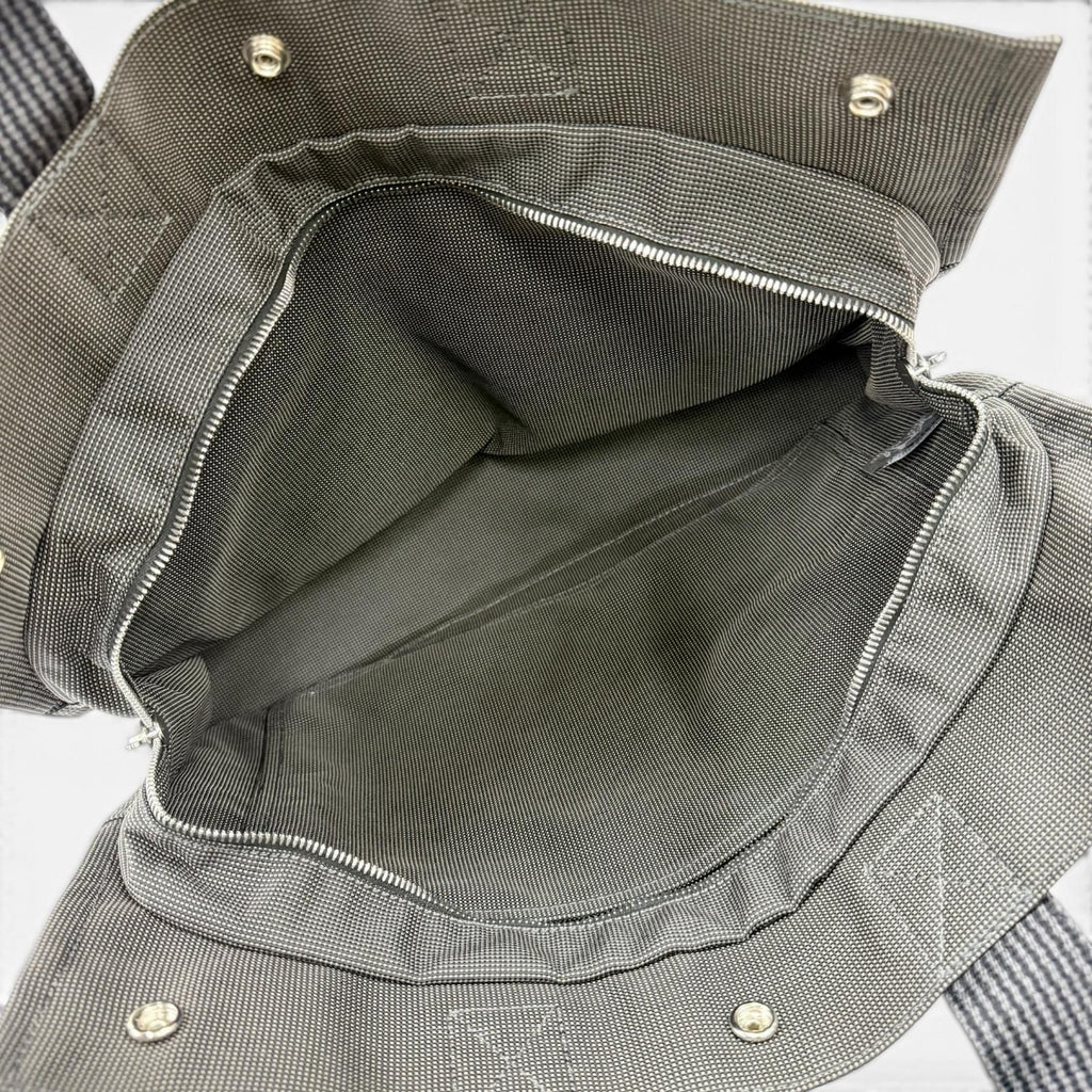 Hermes Her Line Silver Logo Series Button Canvas Hand Tote Gray — view 7