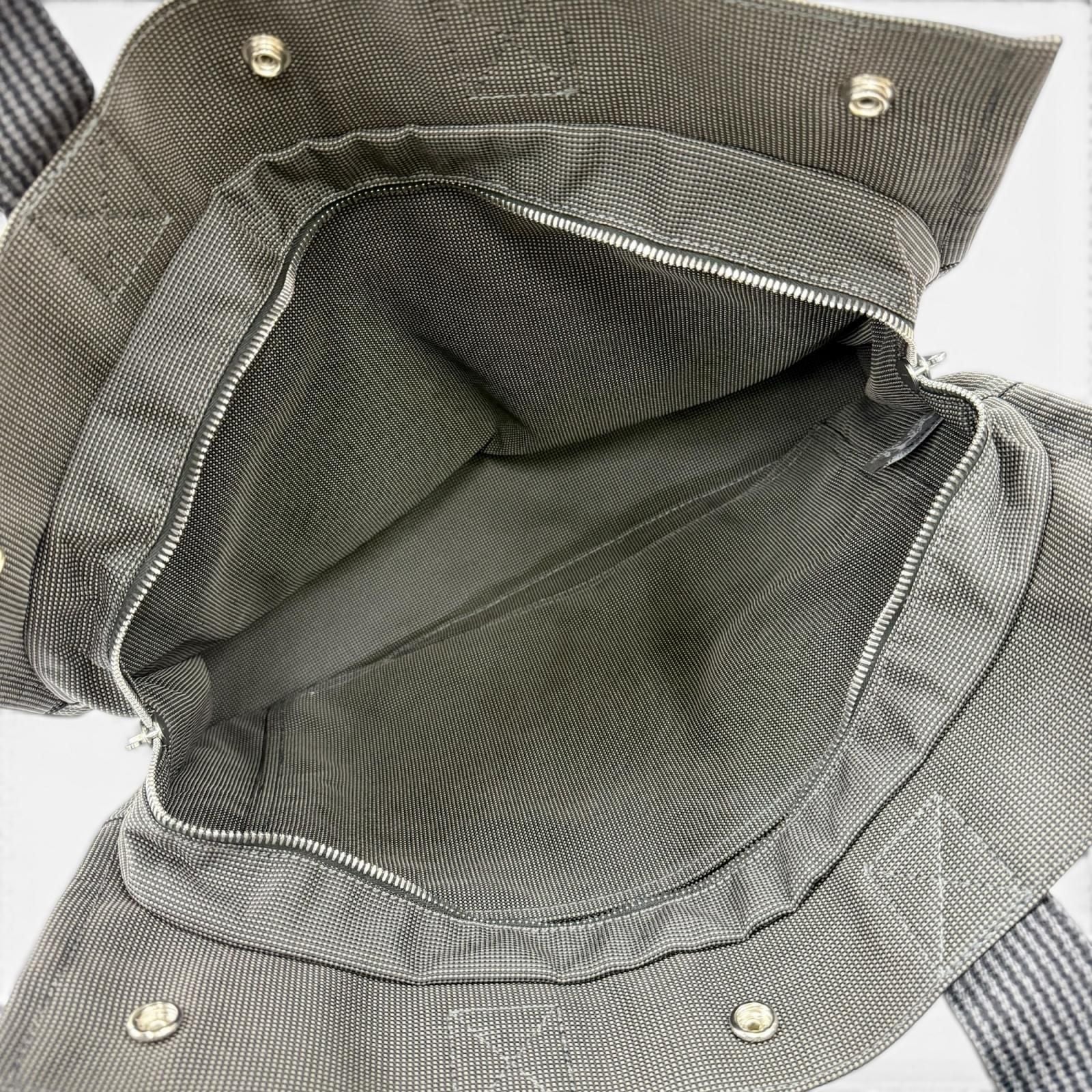 Hermes Her Line Silver Logo Series Button Canvas Hand Tote Gray — view 7