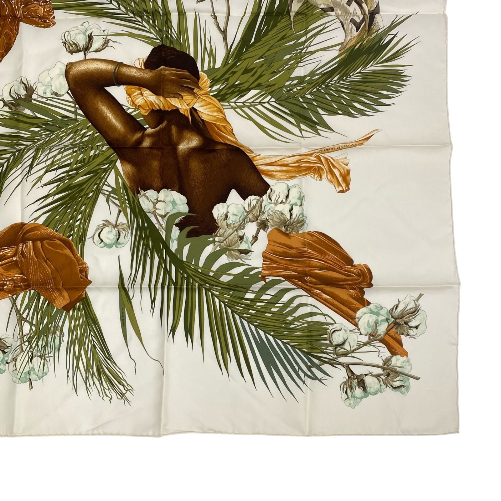 Hermes Scarf Carre 90 Silk Turbans Des Reines Princess Turban Flower Leaves — view 5