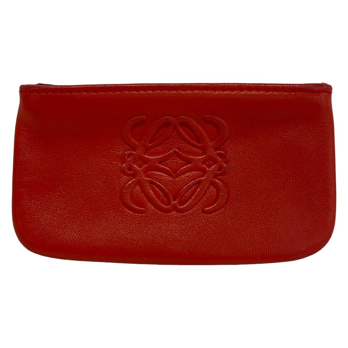 Loewe Coin Case Red Embossed Leather