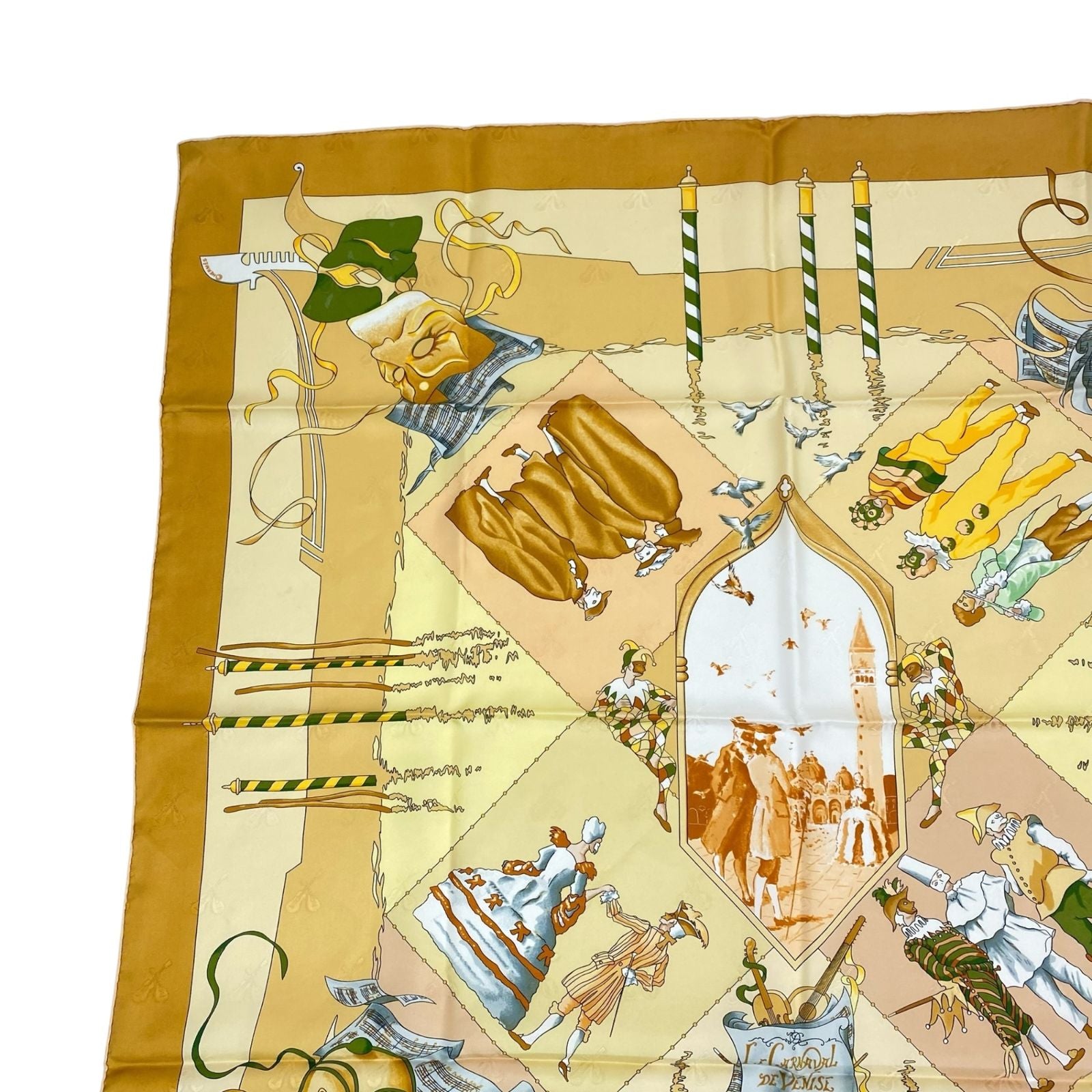 Hermes Carre 90 Scarf Silk Carnaval de Venise Carnival of Venice Yellow — view 2