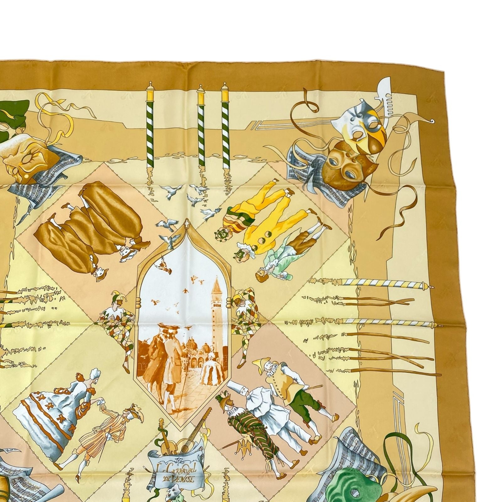 Hermes Carre 90 Scarf Silk Carnaval de Venise Carnival of Venice Yellow — view 3