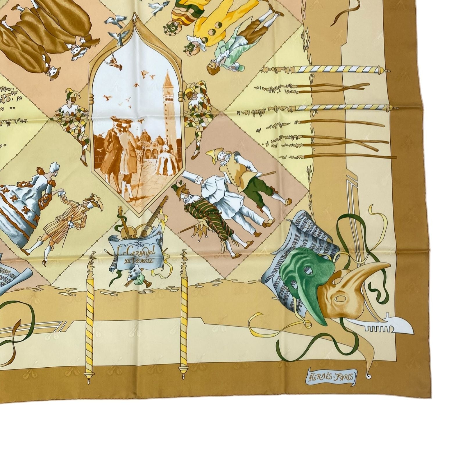 Hermes Carre 90 Scarf Silk Carnaval de Venise Carnival of Venice Yellow — view 5