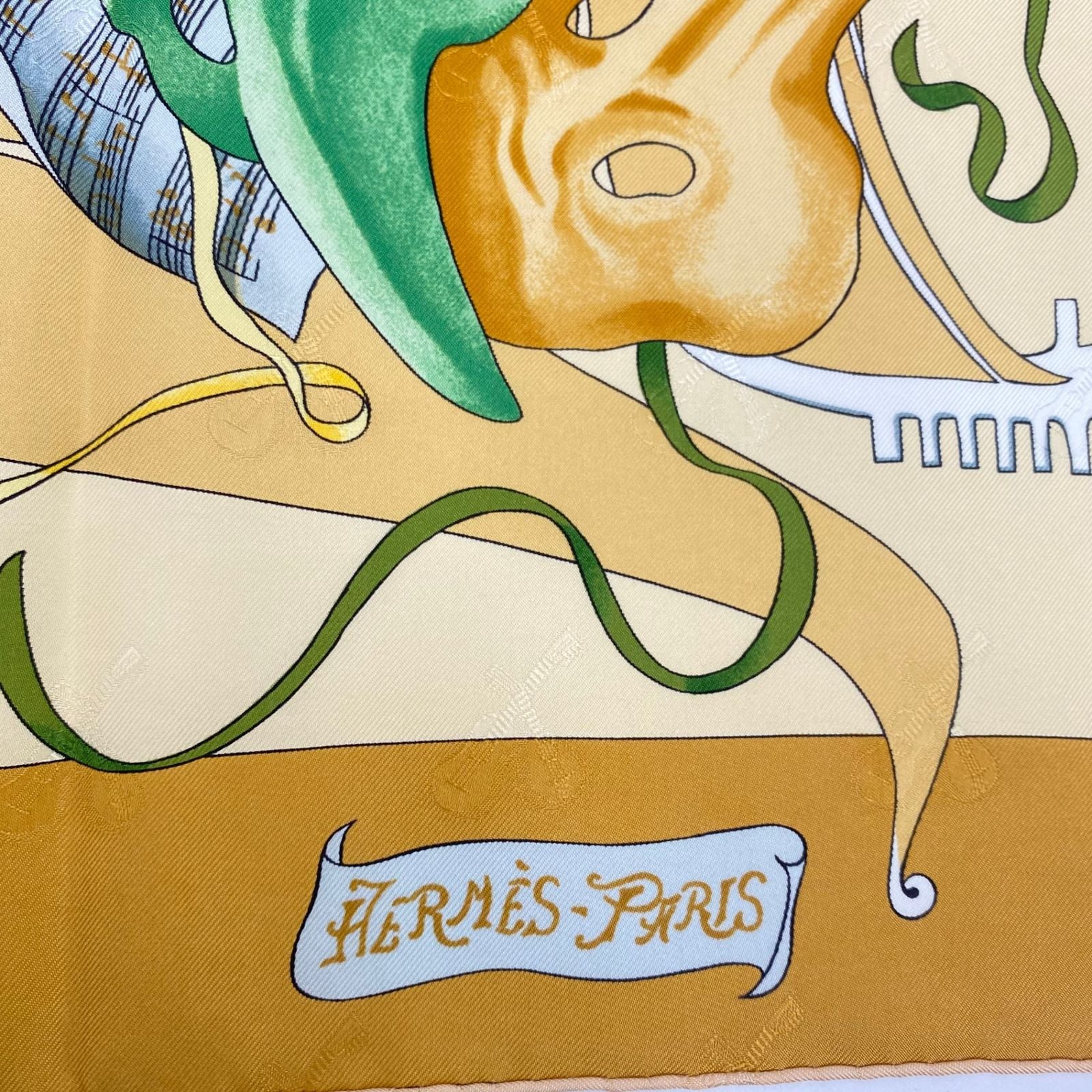 Hermes Carre 90 Scarf Silk Carnaval de Venise Carnival of Venice Yellow — view 6